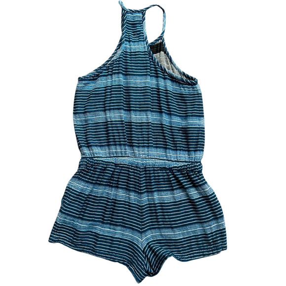 Lou & Grey Small Romper Blue Gray Striped‎ "Baja" Sleeveless Coastal Preppy (9) - Picture 9 of 9